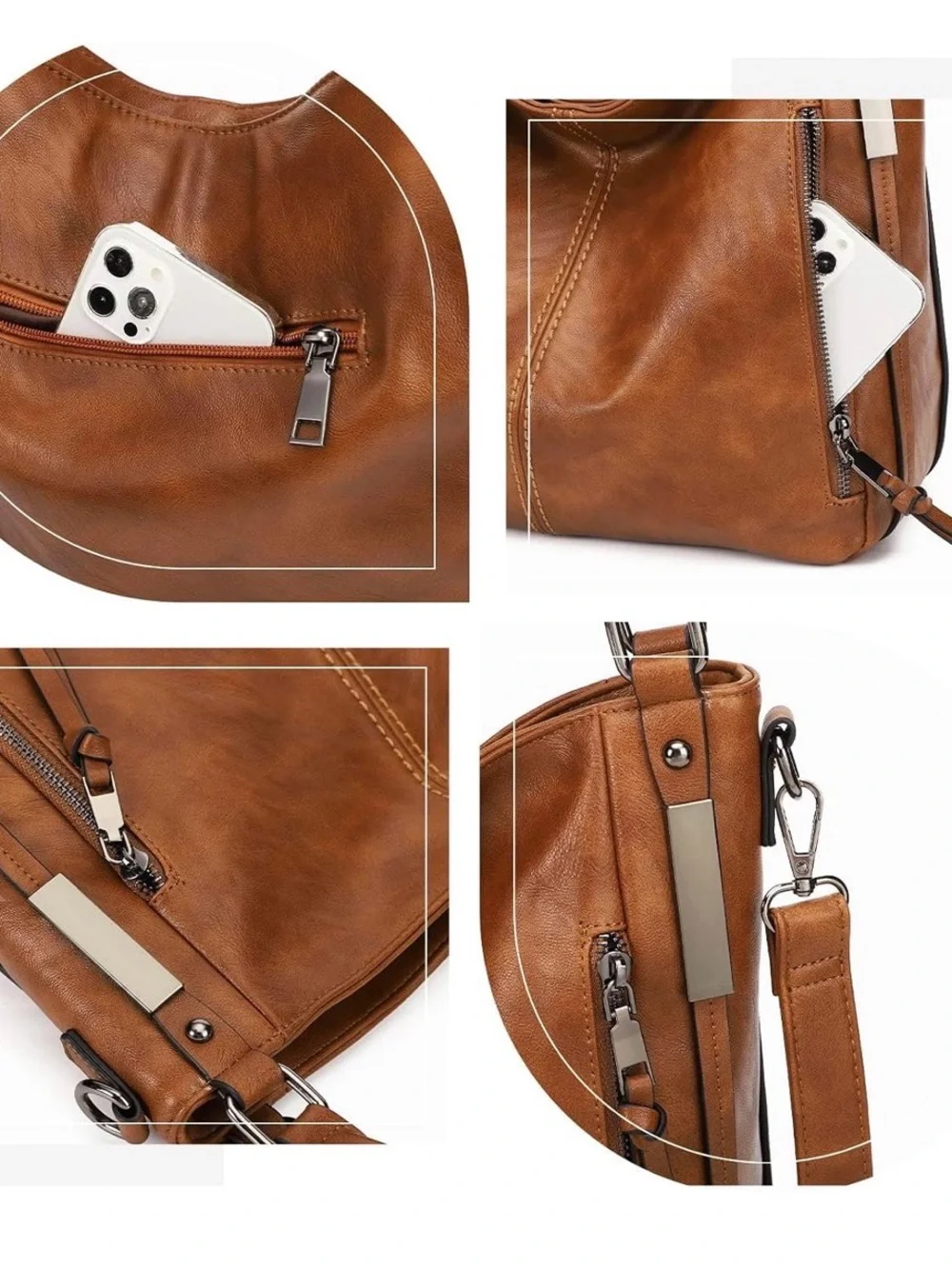 Women's Tan Hobo Shoulder Bag with Tassel Accents